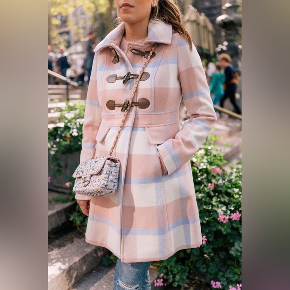 NWOT Gal Meets Glam Annelise Plaid Wool Coat Medium - Picture 2 of 10